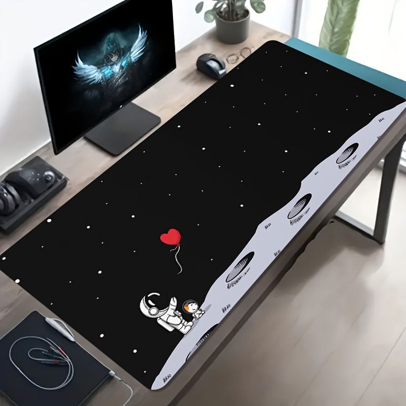 Desk Setup Pc And Laptop - Astronaut Moon Space Oversized Gaming Mouse