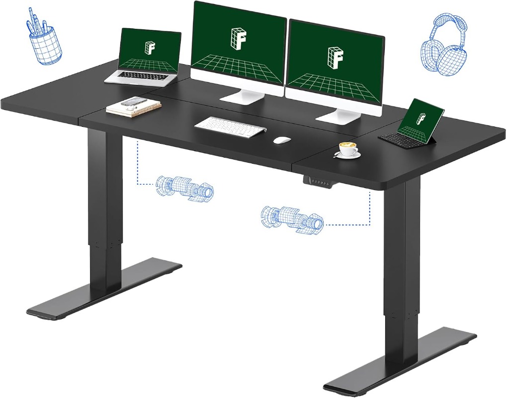 Desk Setup Workspace - FLEXISPOT Electric Standing Desk, Black |