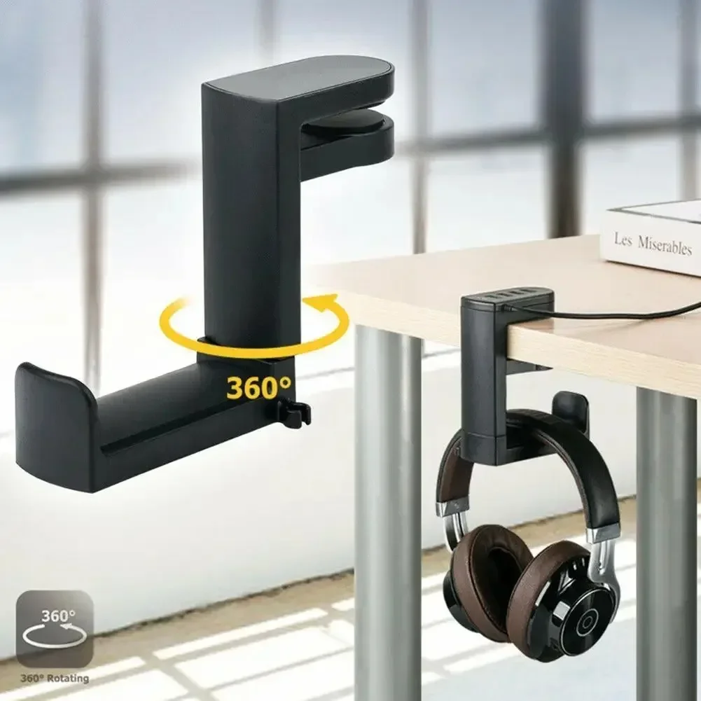 Desk Setup Gaming - No Punch Headphone Hook Clip Holder