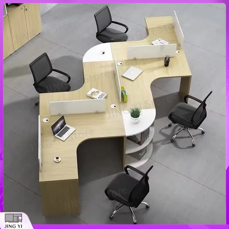 Desk Setup Workspace - 4-Person Modular Office Desk Workstation with