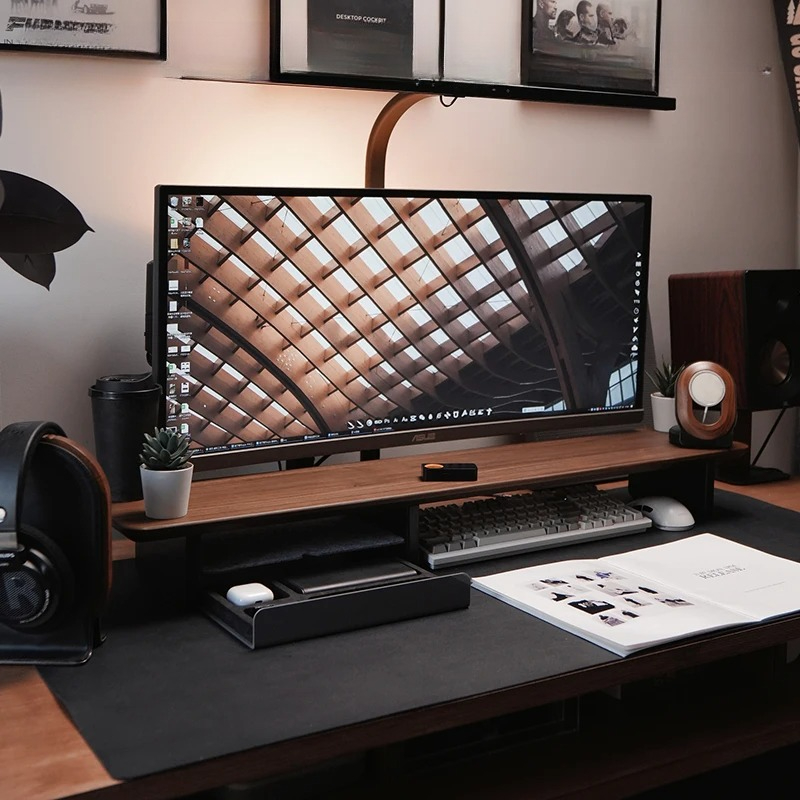 Premium Monitor Stand with Dra - огляд і ціна Desk Setup Workspace