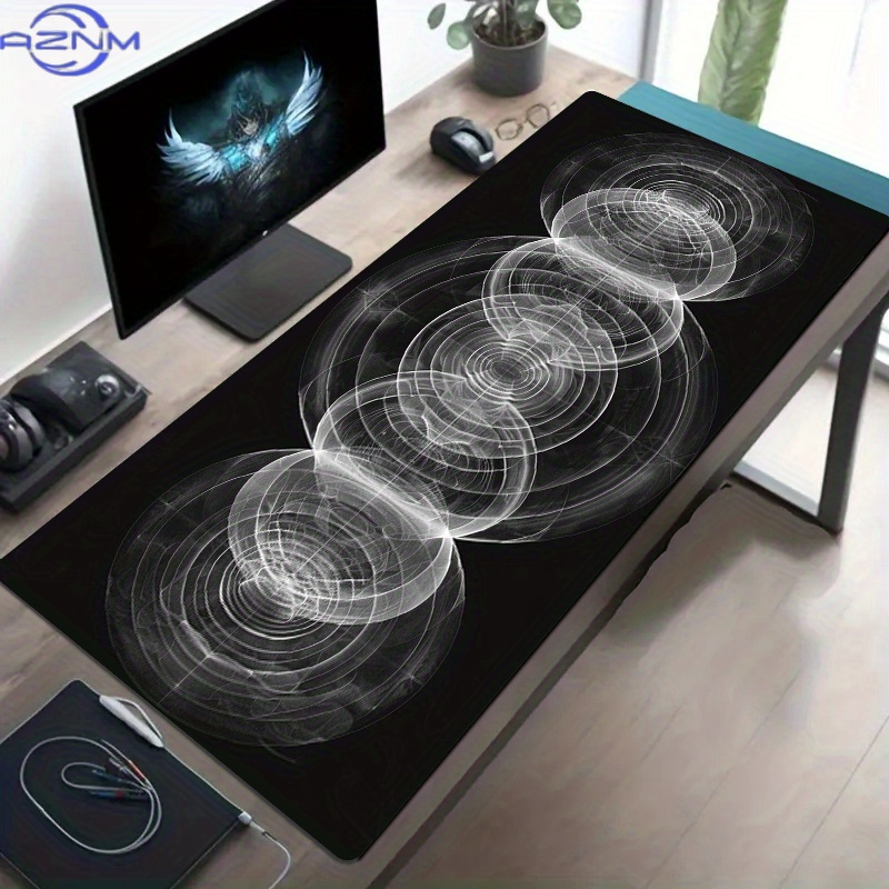 Large Black and White Spiral P - огляд і ціна Desk Setup Workspace