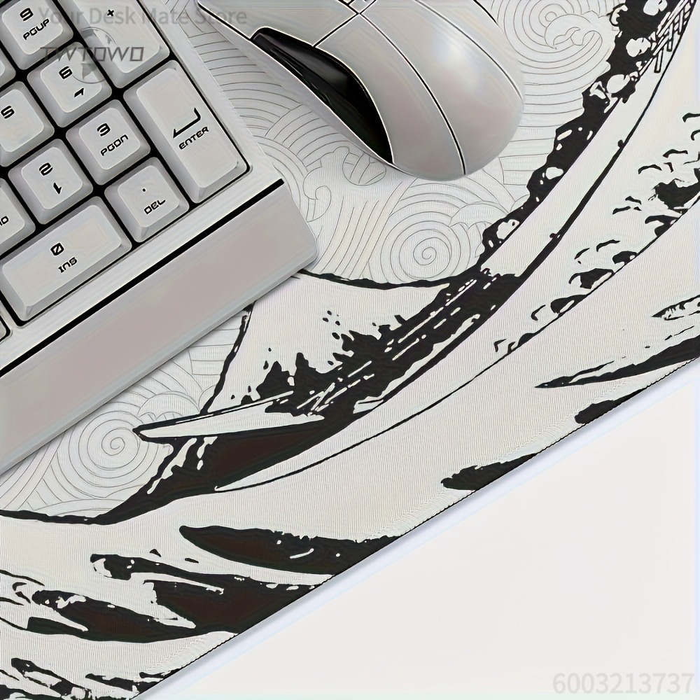 Black White Wave Art XXL Desk  - огляд і ціна Desk Setup Pc And Laptop