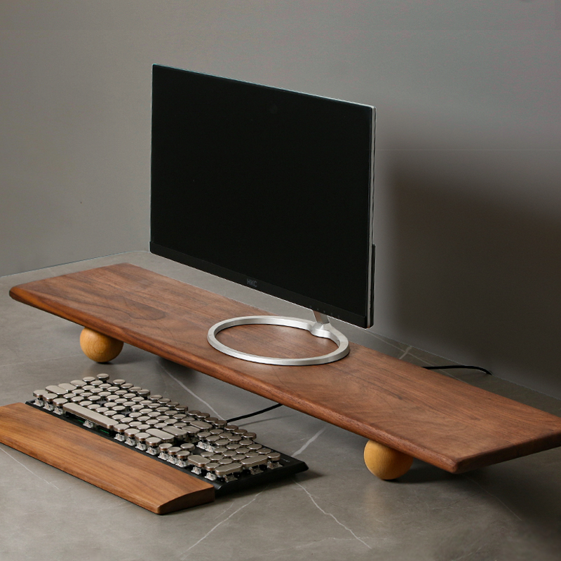 Natural Wood Desktop Riser Dua - огляд і ціна Desk Setup Living Room