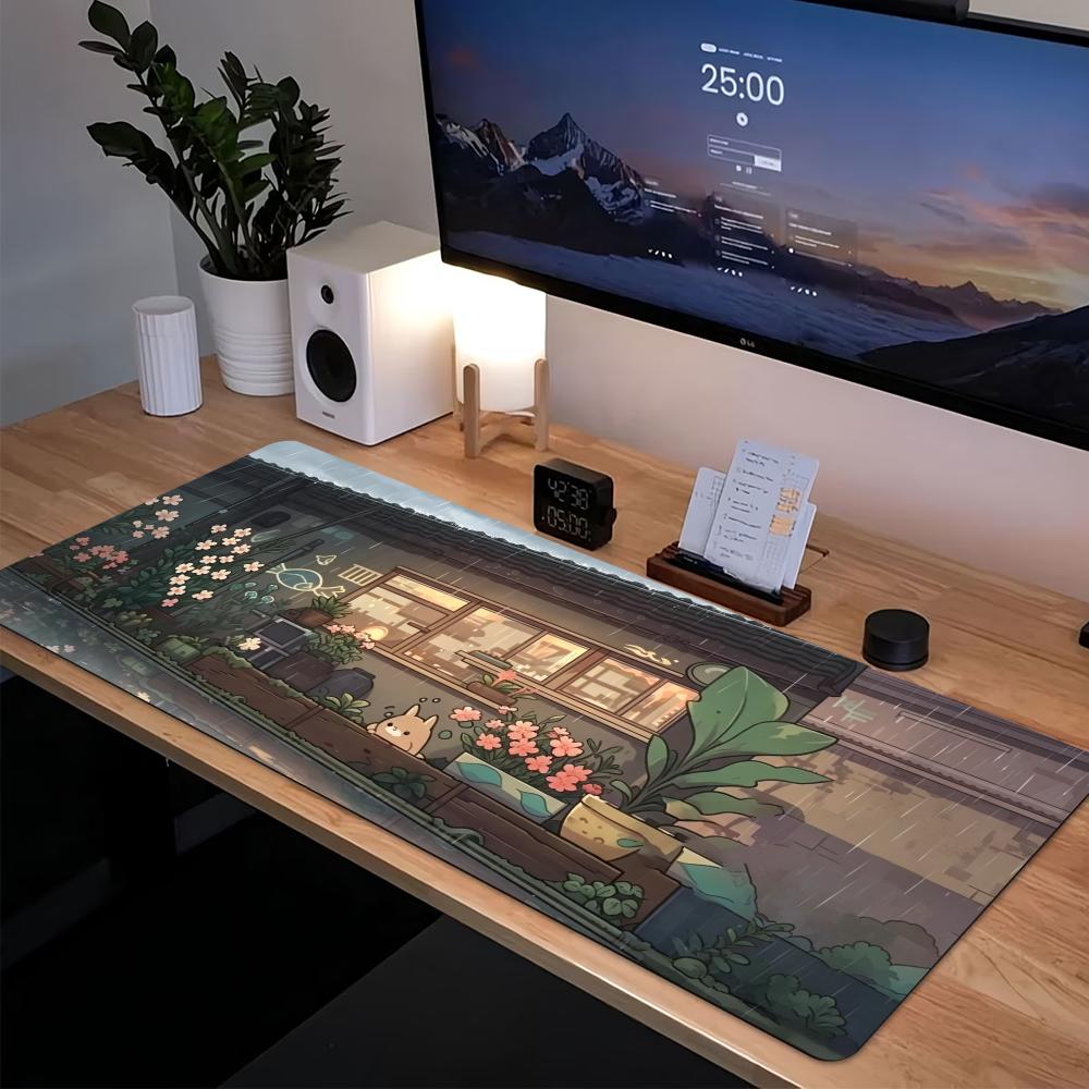 Cozy Anime Street Extended Gam - огляд і ціна Desk Setup Pc And Laptop