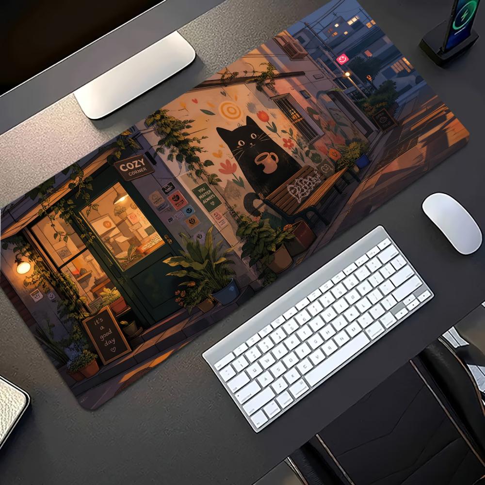 Cozy Anime Street Extended Gam - огляд і ціна Desk Setup Pc And Laptop