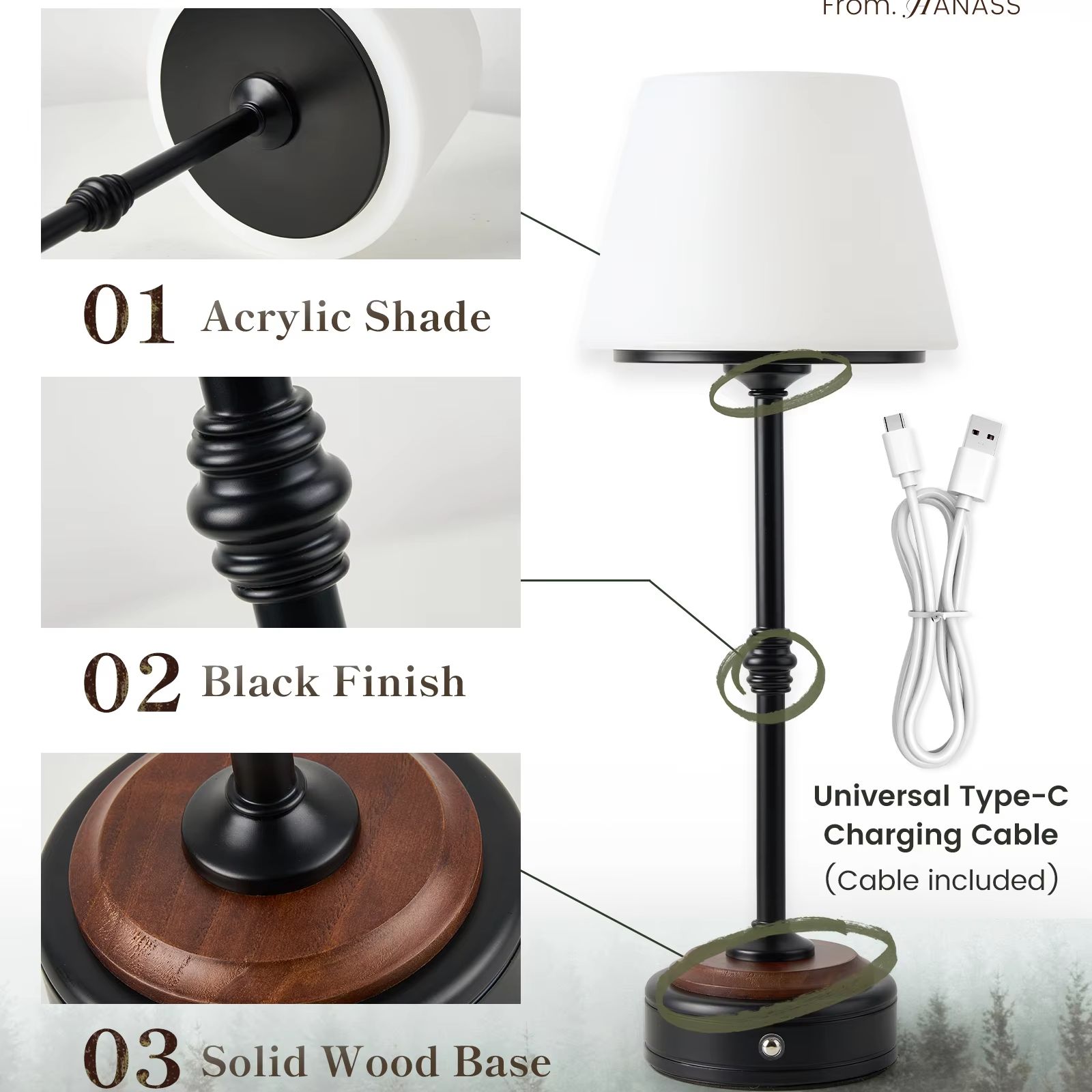Cordless Table Lamps Set of  5 - огляд і ціна Desk Setup Light