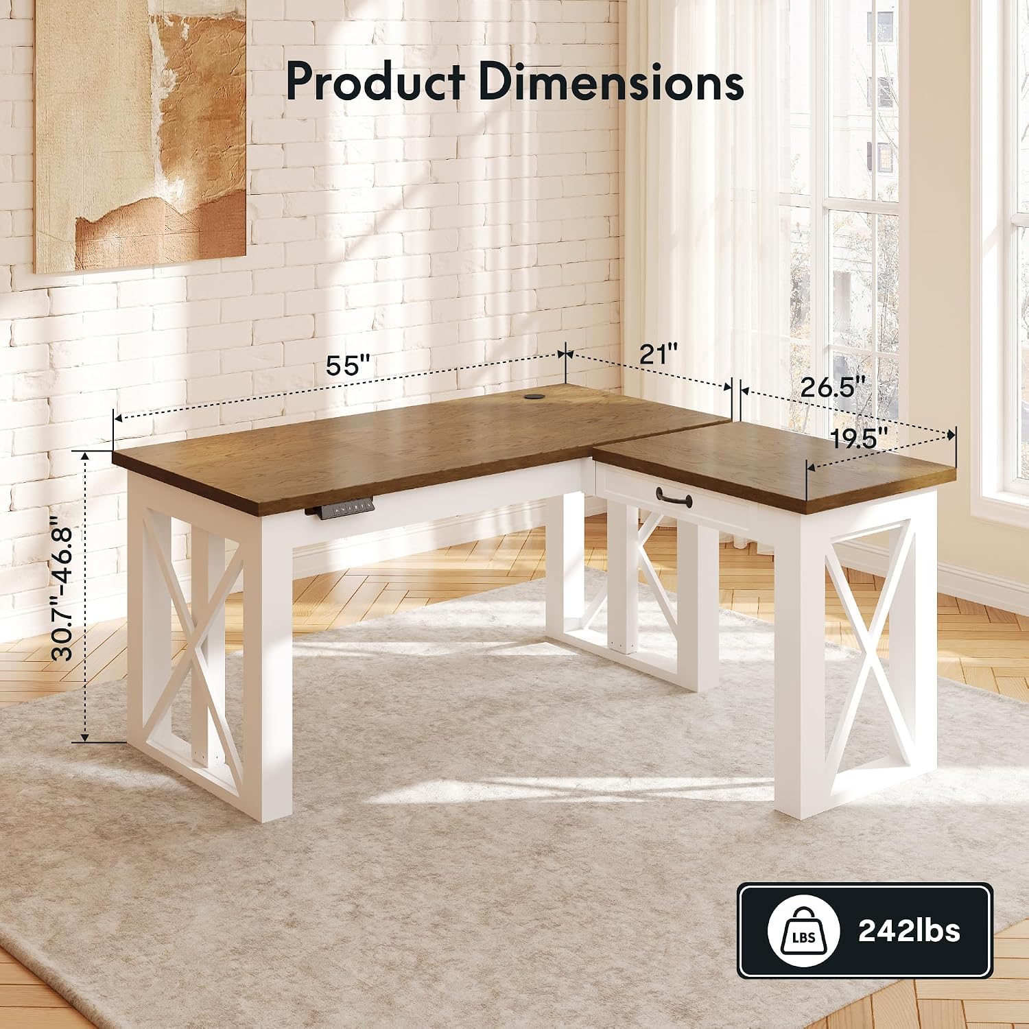 L Shaped Standing Desk with Dr - огляд і ціна Setup Desk Monitor