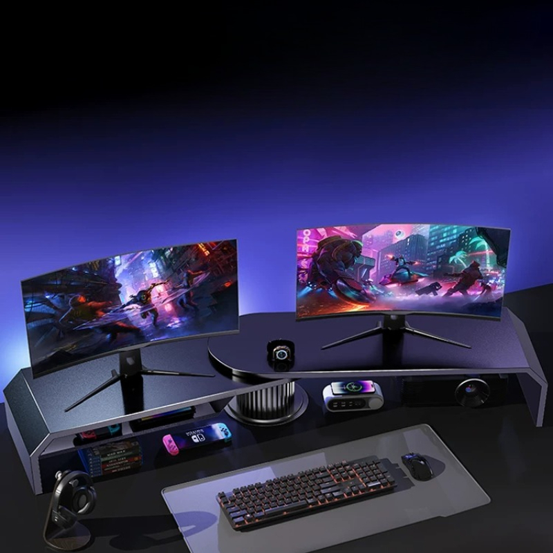 Gaming Dual Monitor Stand Offi - огляд і ціна Desk Setup Living Room