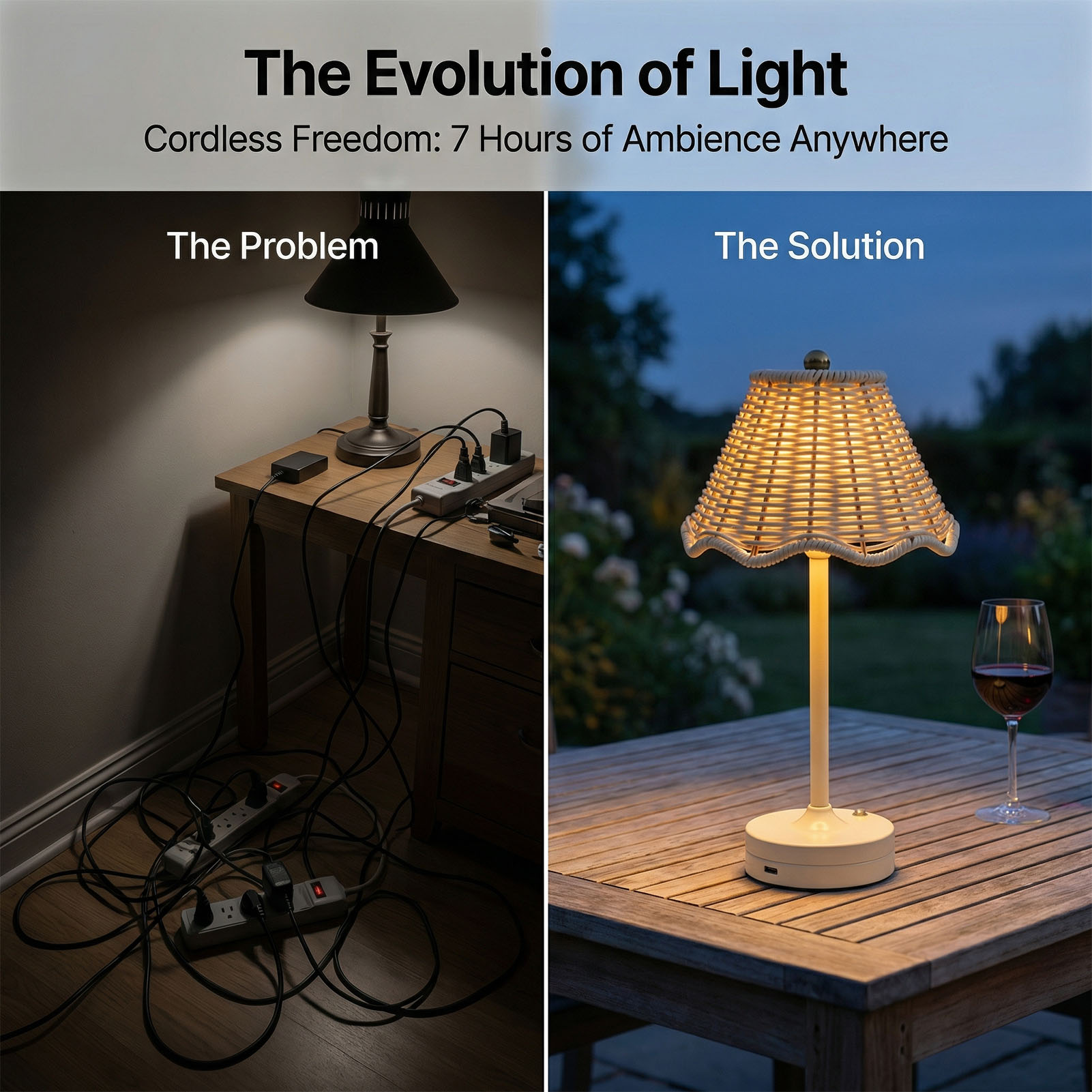 LED Vintage Rattan Table Lamp  - огляд і ціна Desk Setup Vintage