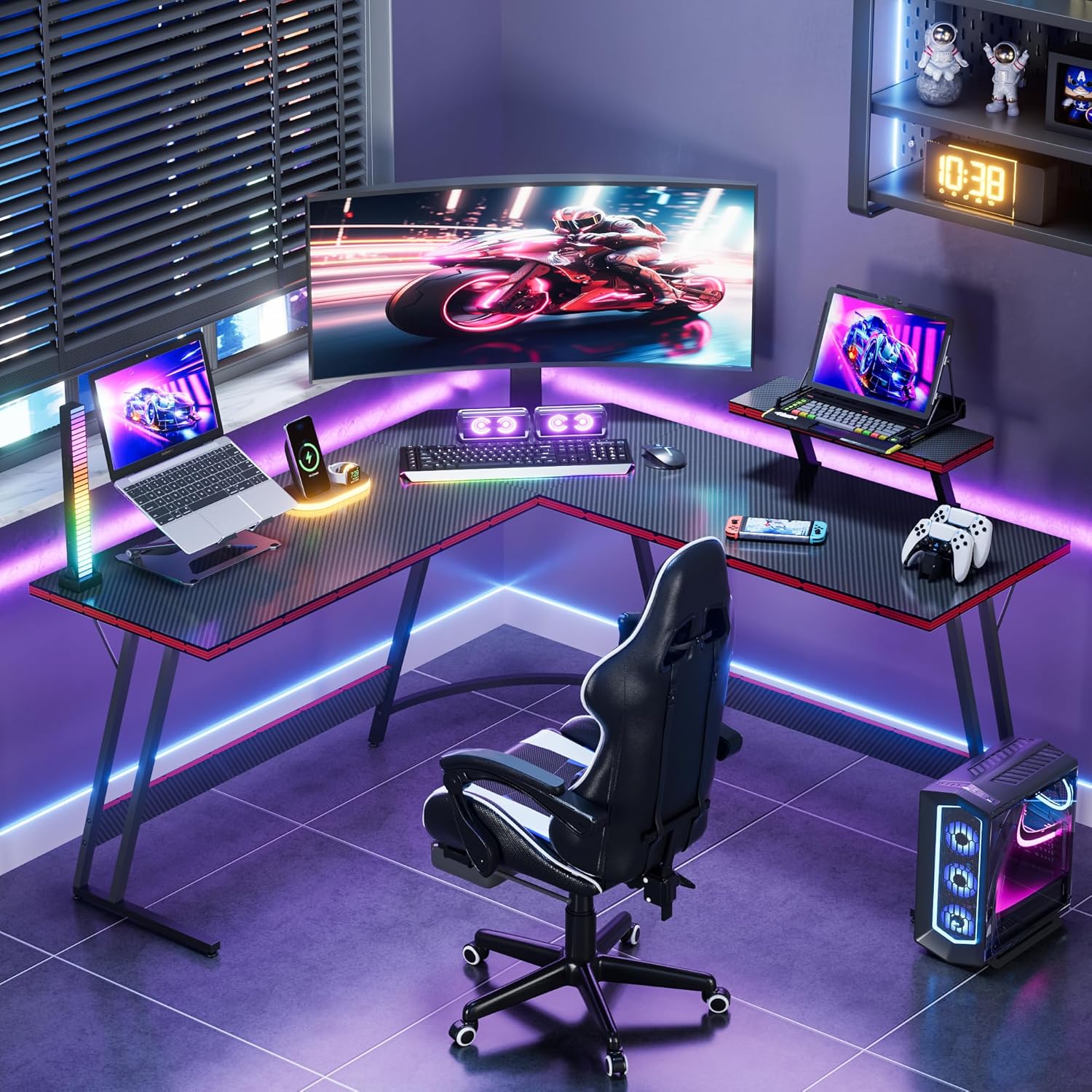 L-Shaped Adjustable Gaming Des - огляд і ціна Setup Desk Monitor