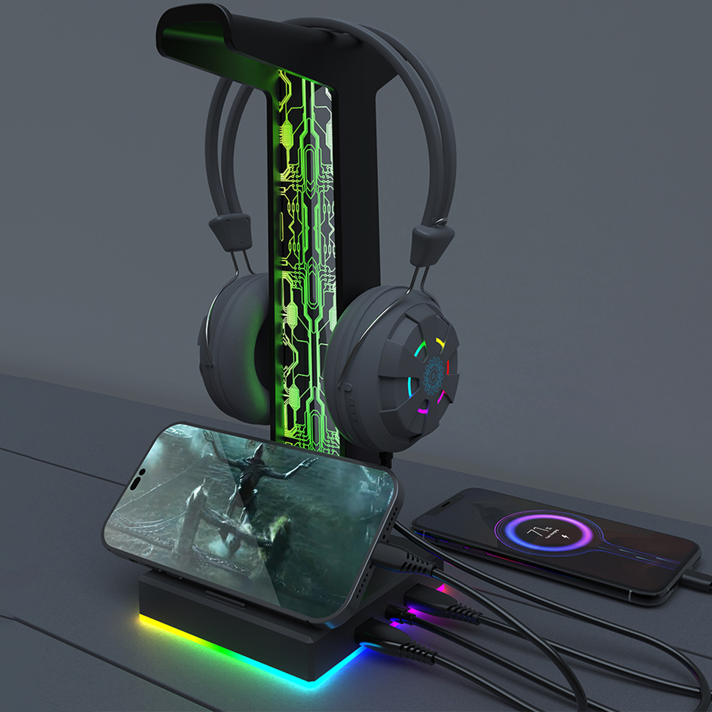 RGB Gaming Headphone Stand Dua - огляд і ціна Desk Setup Light