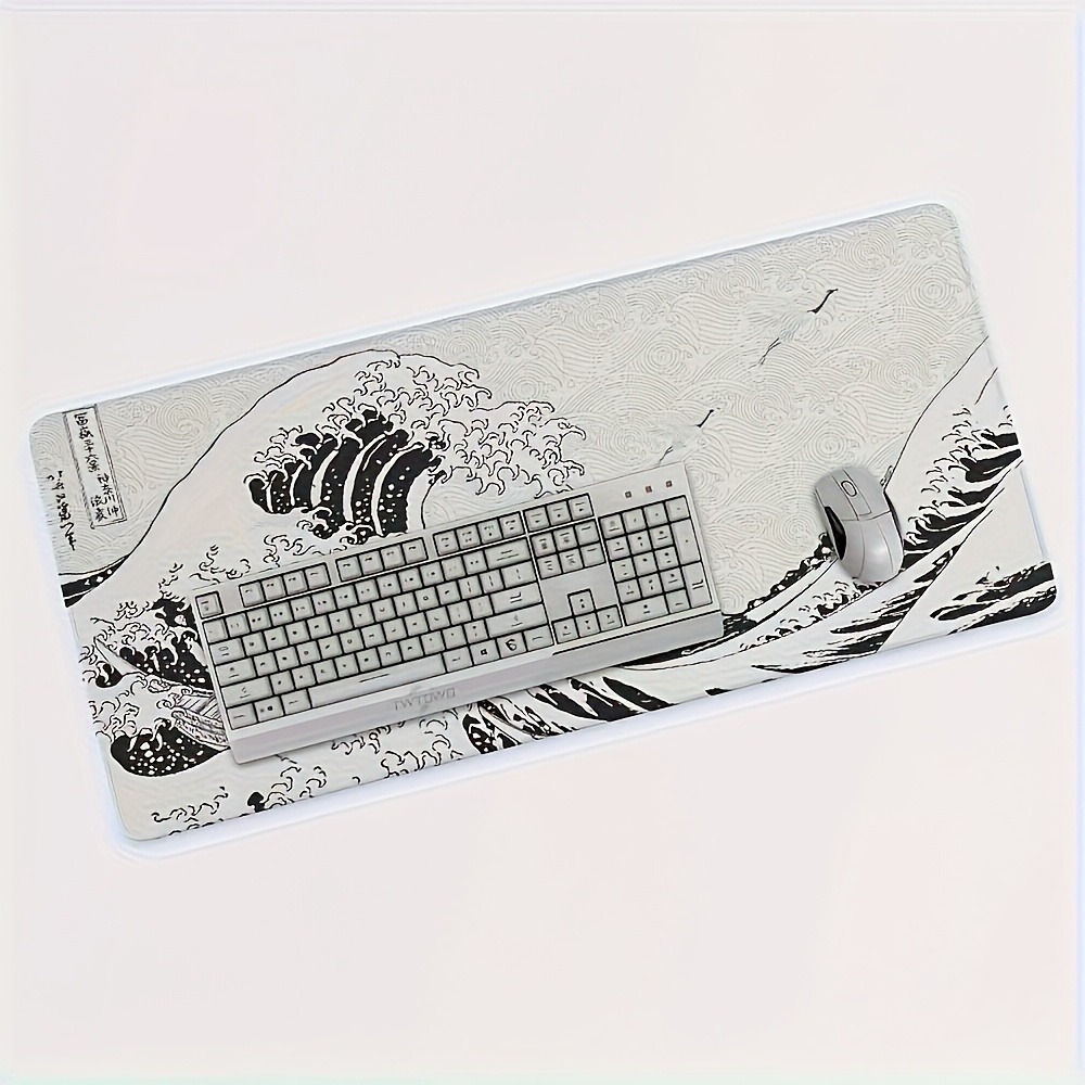 Black White Wave Art XXL Desk  - огляд і ціна Desk Setup Pc And Laptop