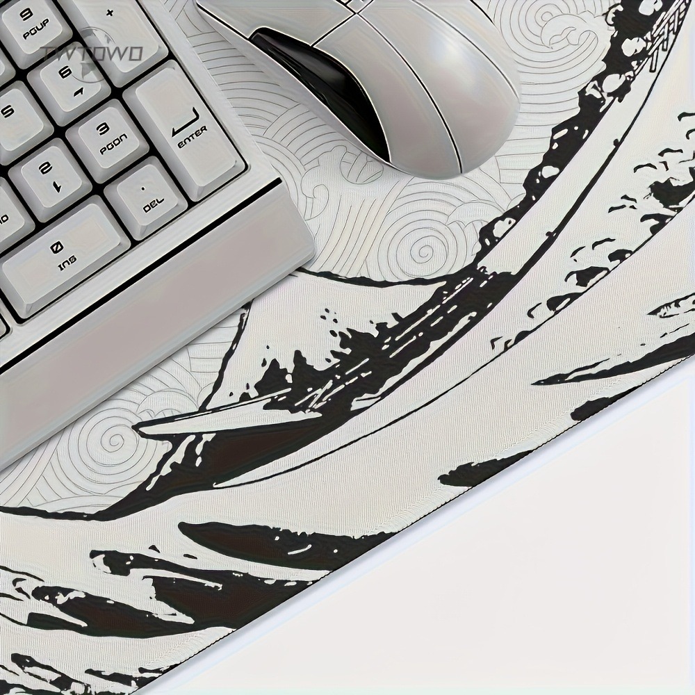 Black White Wave Art XXL Desk  - огляд і ціна Desk Setup Pc And Laptop