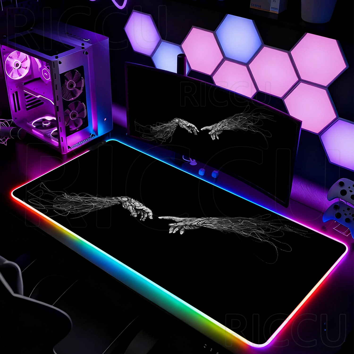 RGB XXL HD Large Black White G - огляд і ціна Desk Setup Pc And Laptop
