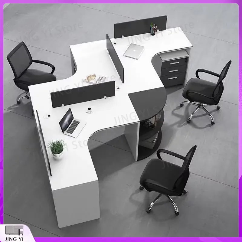 4-Person Modular Office Desk W - огляд і ціна Desk Setup Workspace